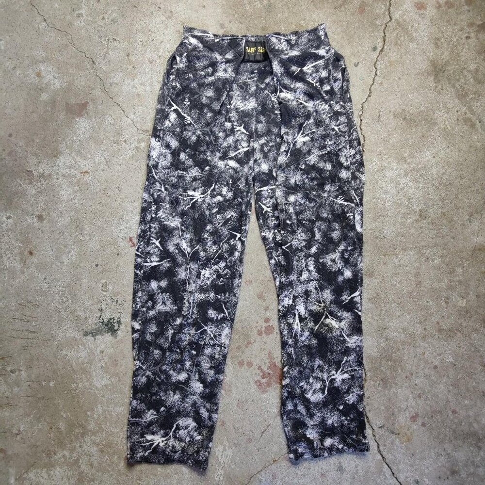 Vintage 'Surf Side' pleated faded black and white lightweight sweat pants